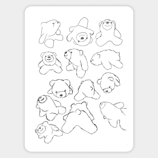 Floating Smiley Bear Sketch Collage Notebook Sticker
